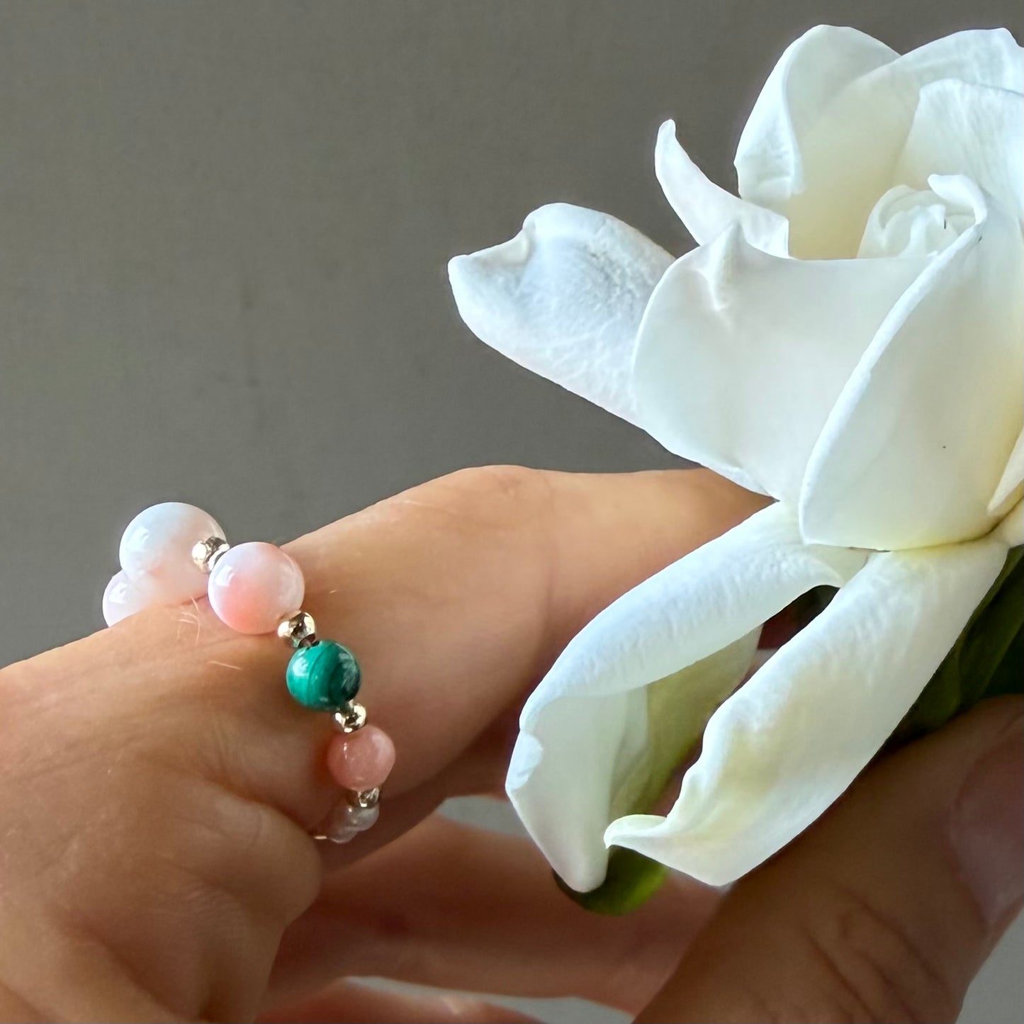 Gardenia of May coral ring