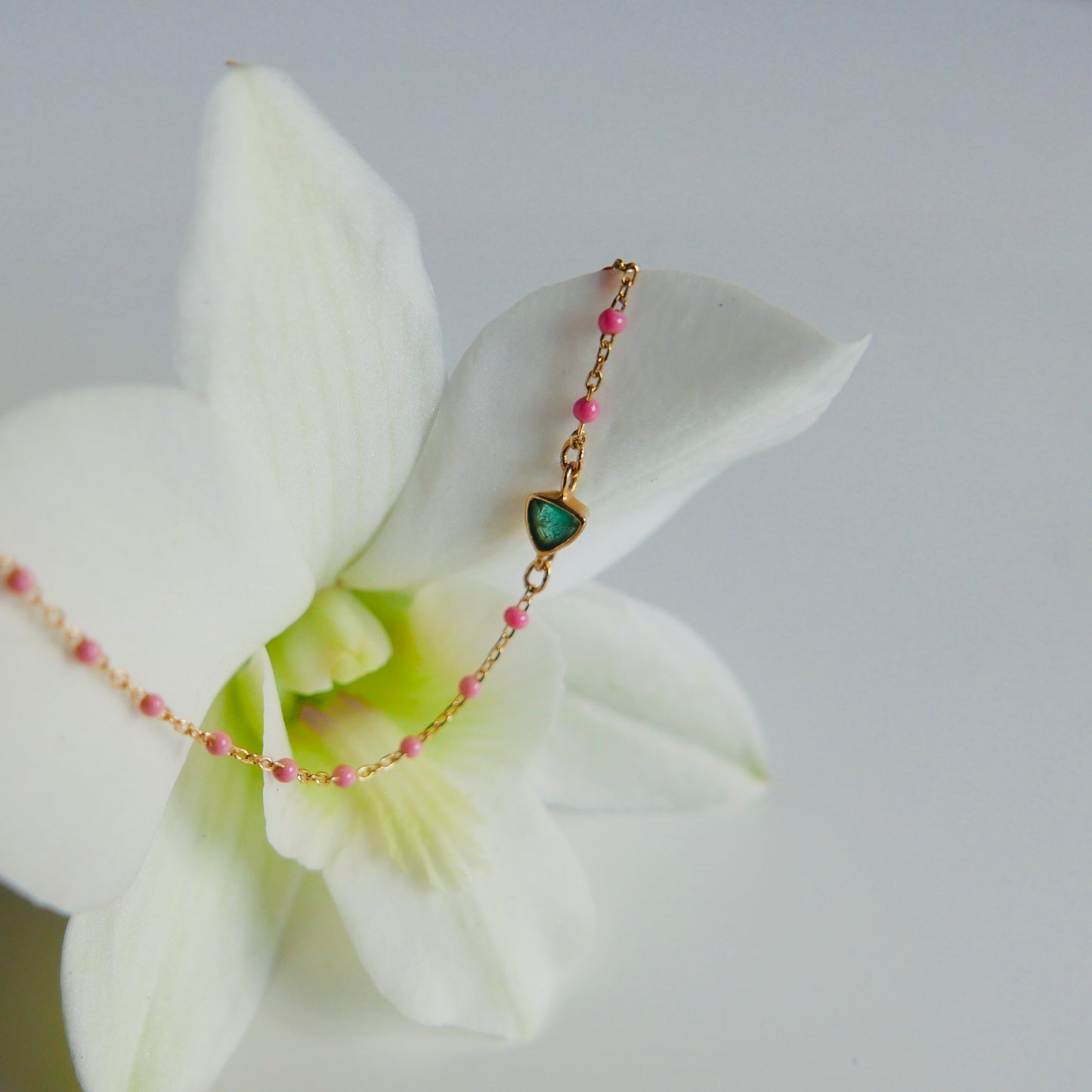 Emerald mini trillion bracelet