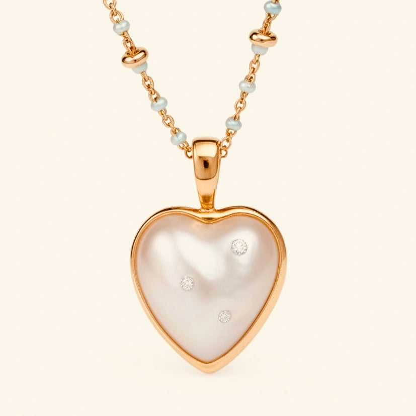 Mabe  pearl  heart necklace