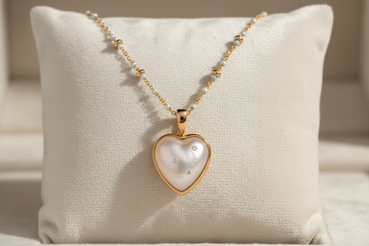 Mabe  pearl  heart necklace