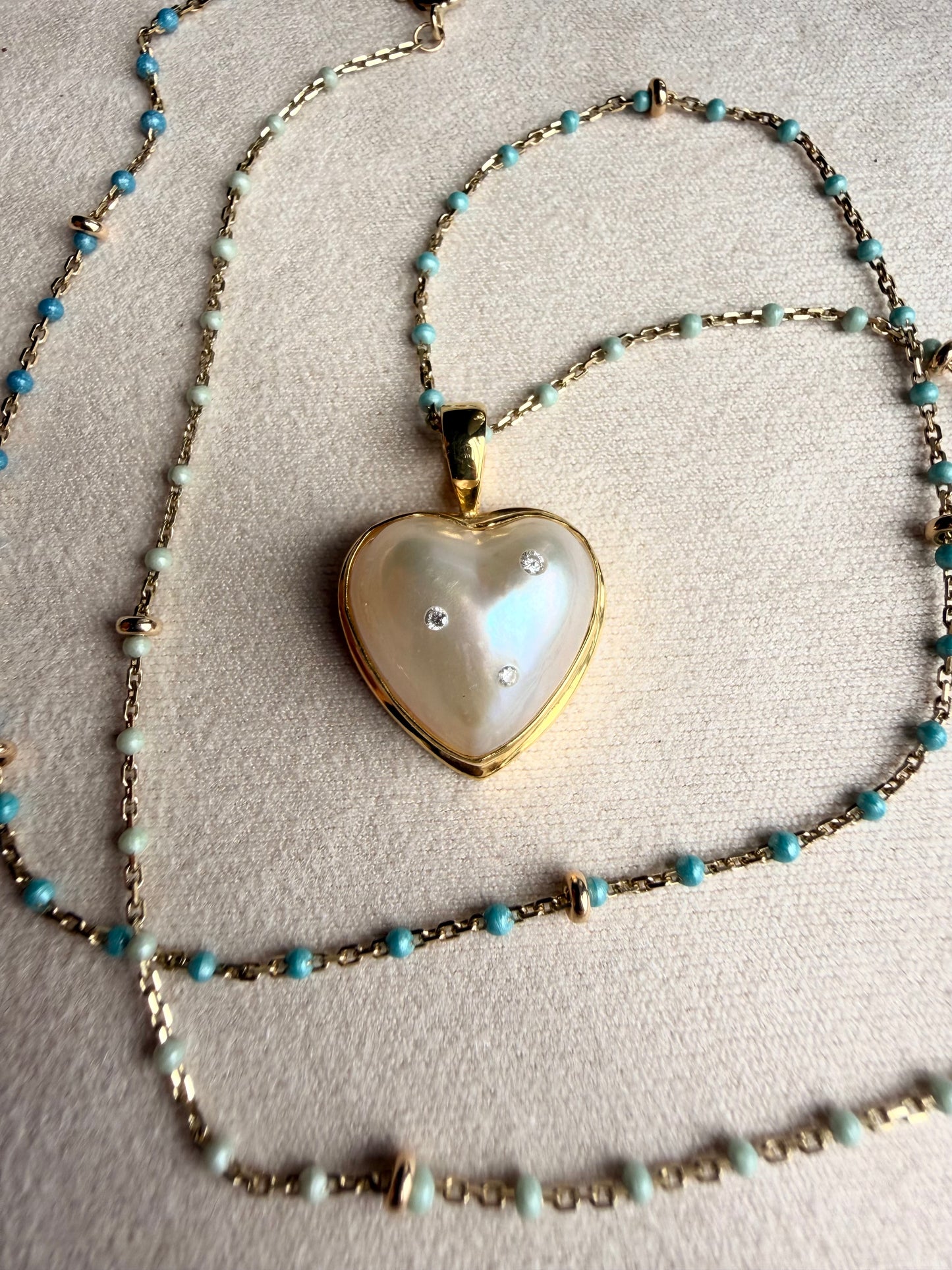 Mabe  pearl  heart necklace