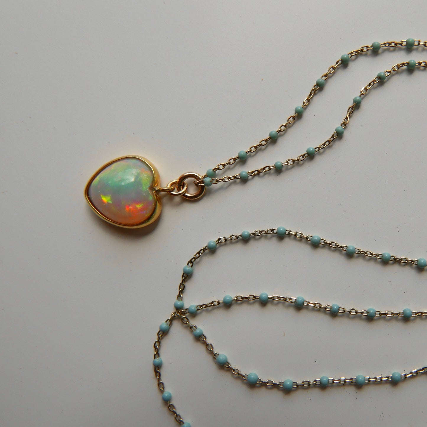 Fire Opal Necklace -Heart-