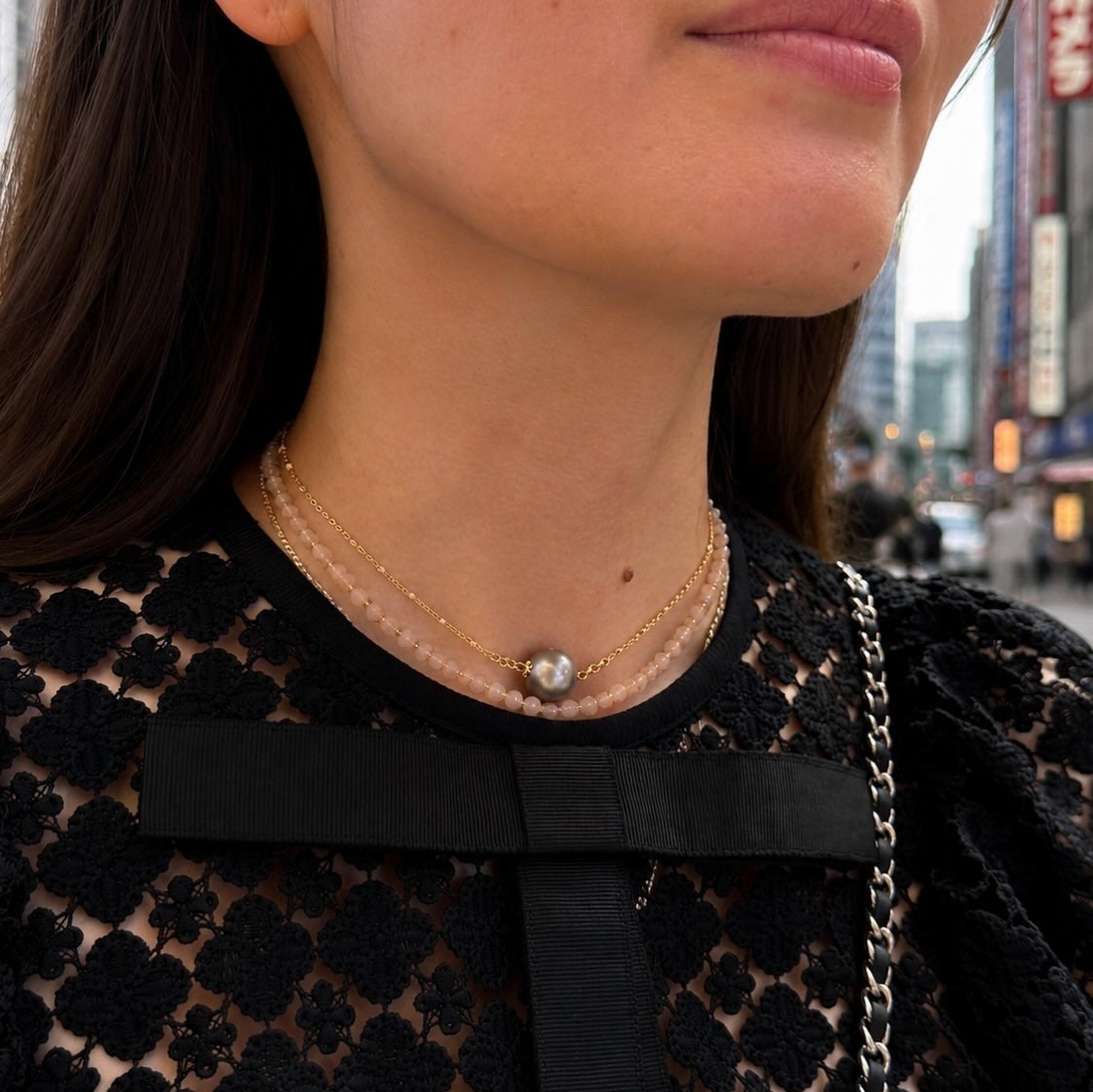 Bora Bora constellation tahitian pearl necklace