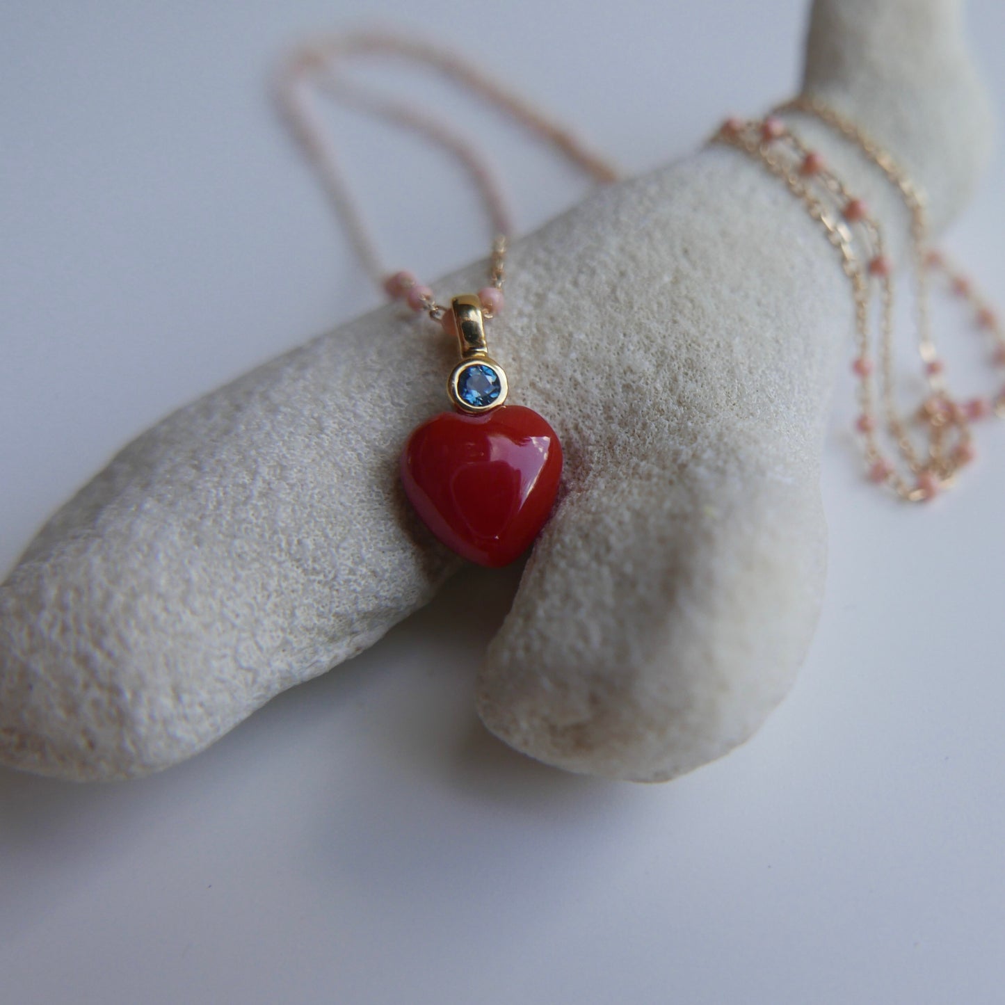 Red coral heart Necklace