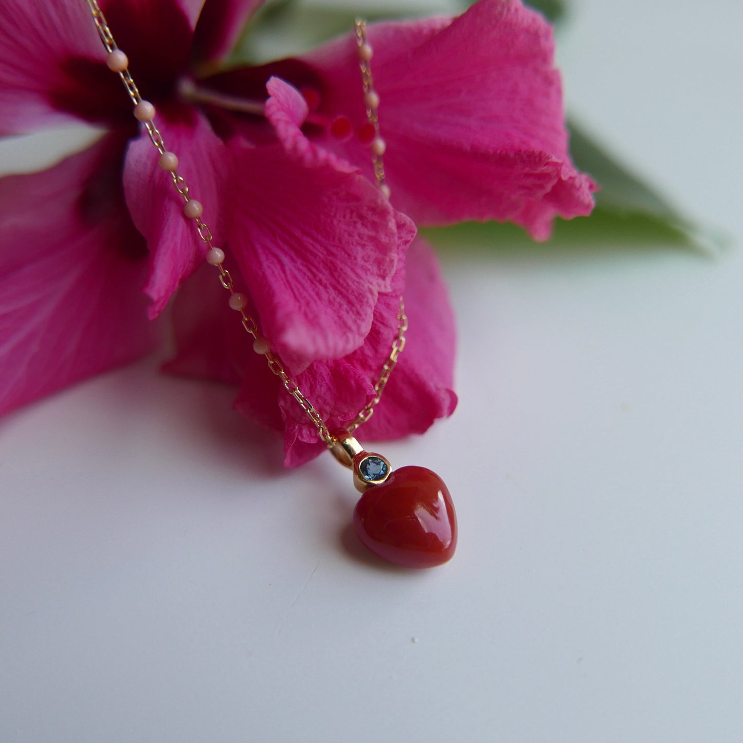 Red coral heart Necklace