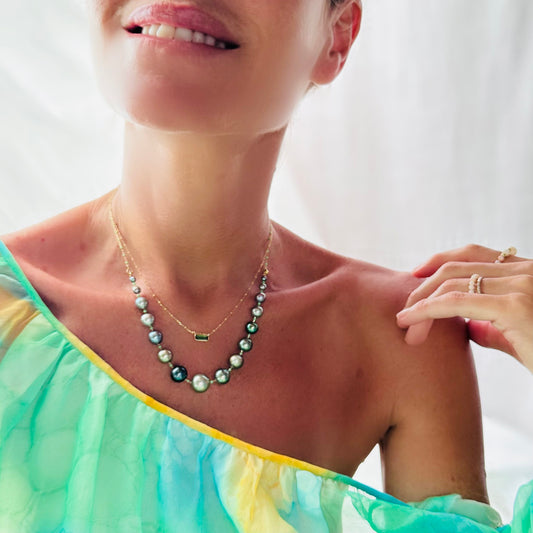 POEHEI  Necklace,  Tahitians pearls 18kt