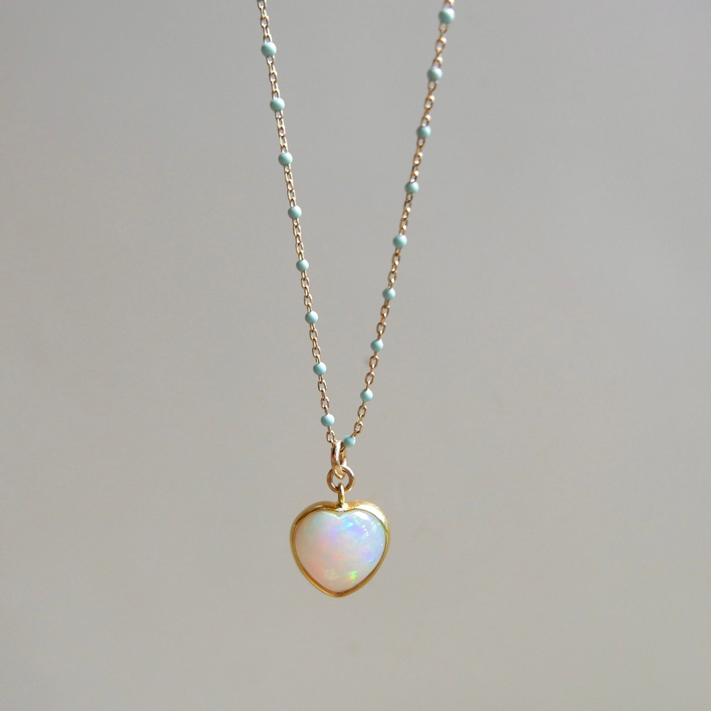 Fire Opal Necklace -Heart-