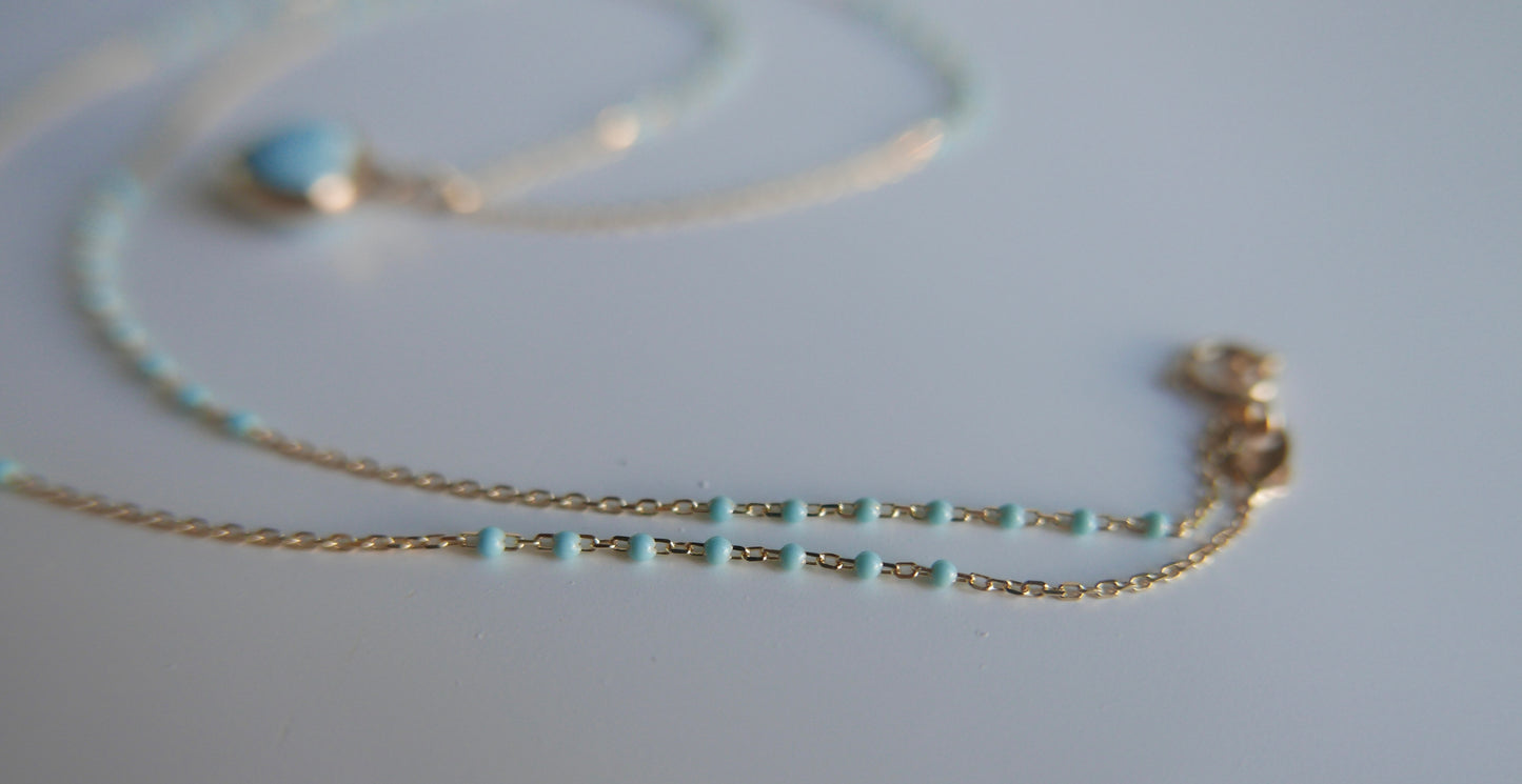 Larimar heart necklace (with diamond accent)