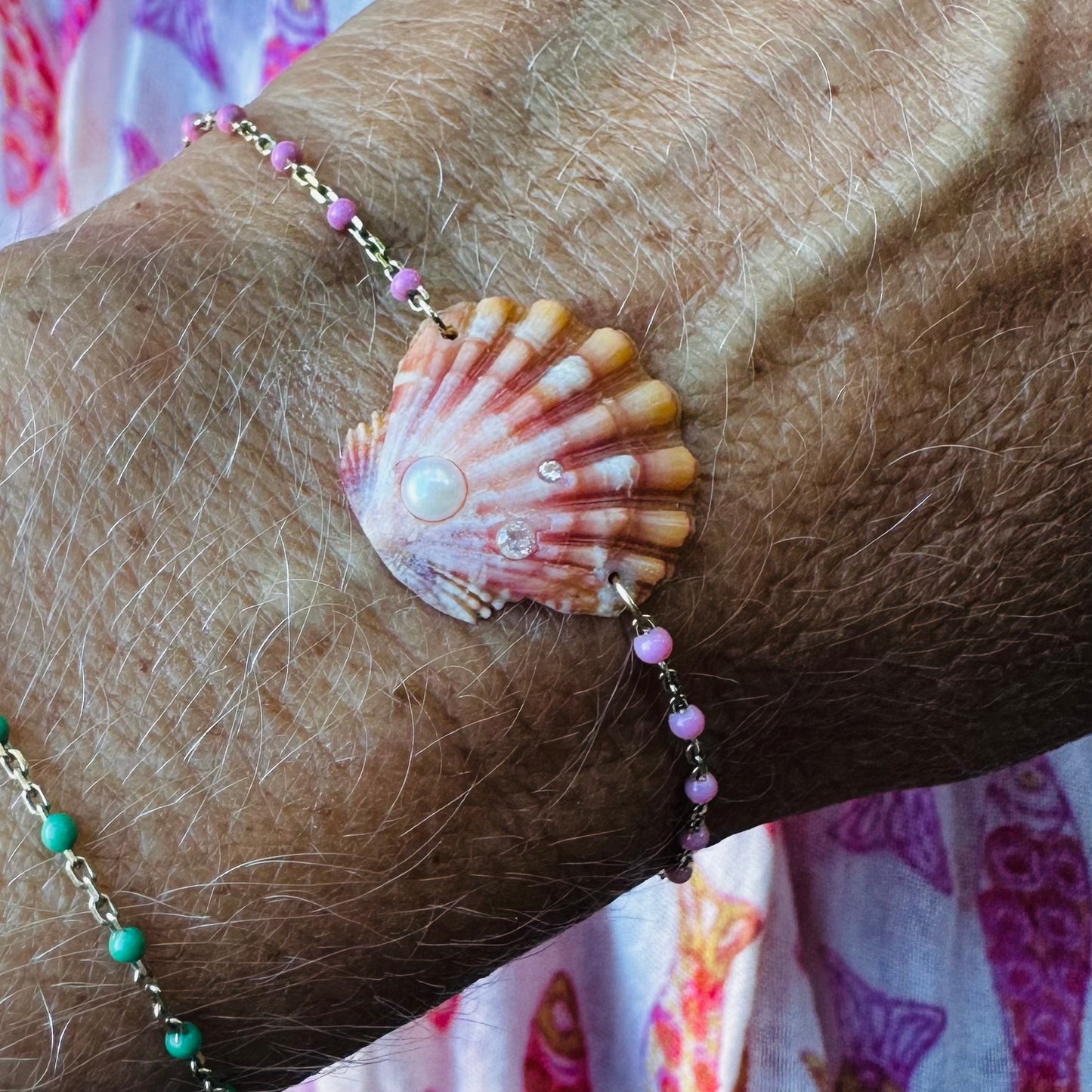 Sunrise Shell Bracelet, Moon and Stars