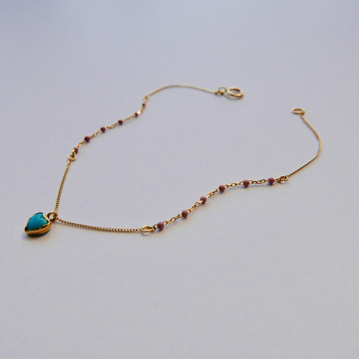 mini turquoise floating bracelet,  venetian chain