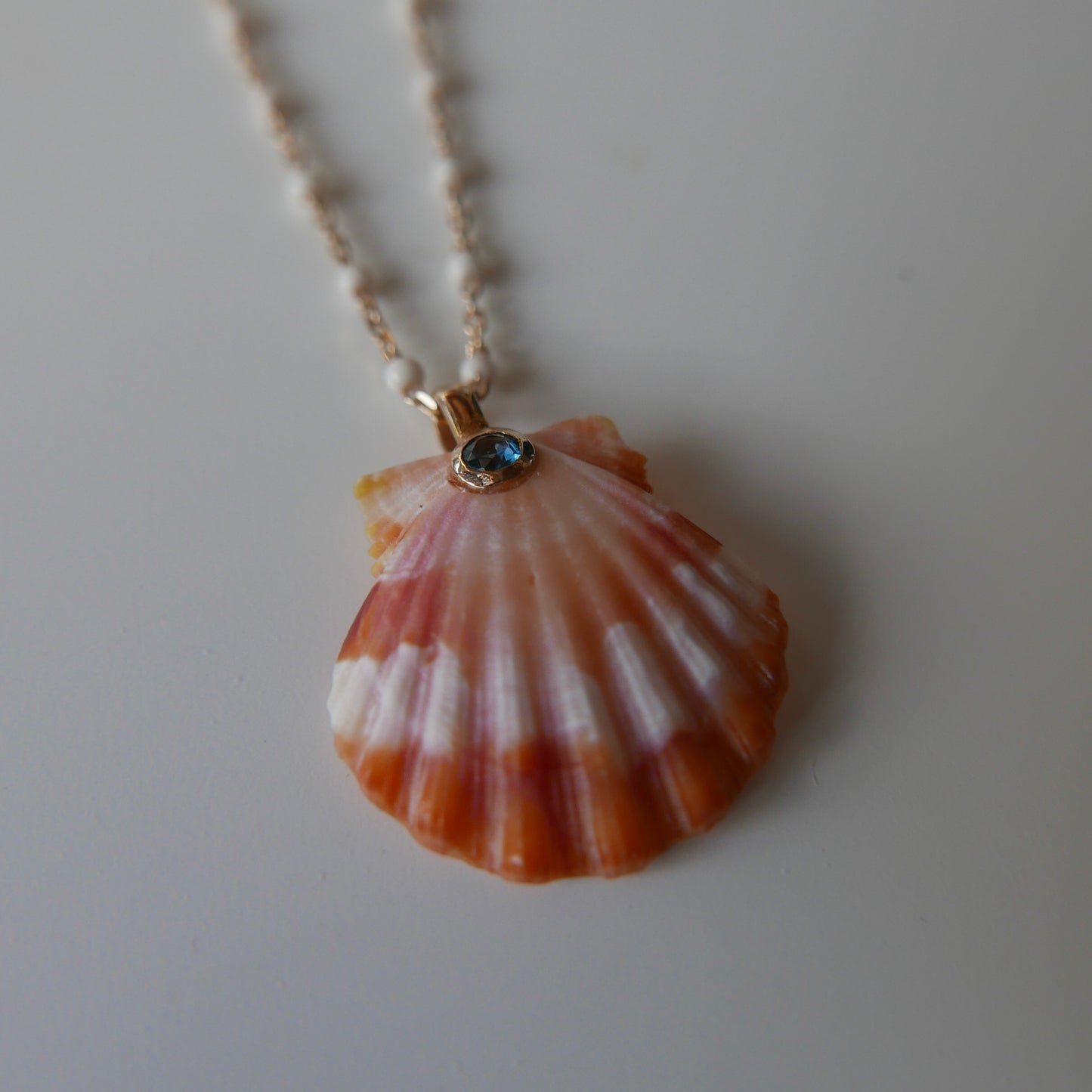 Sunrise shell sapphire necklace