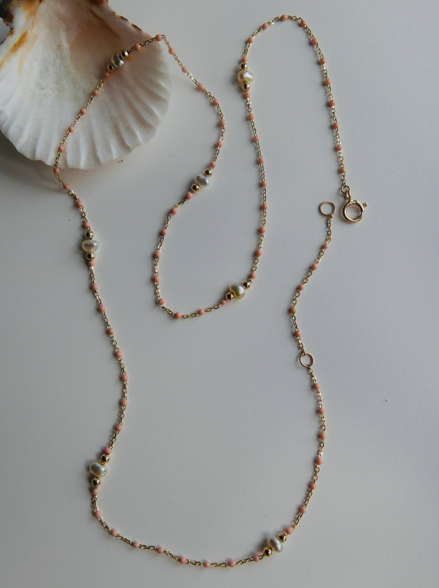 Seven Islands Necklace -  white akoya keshi pearls-