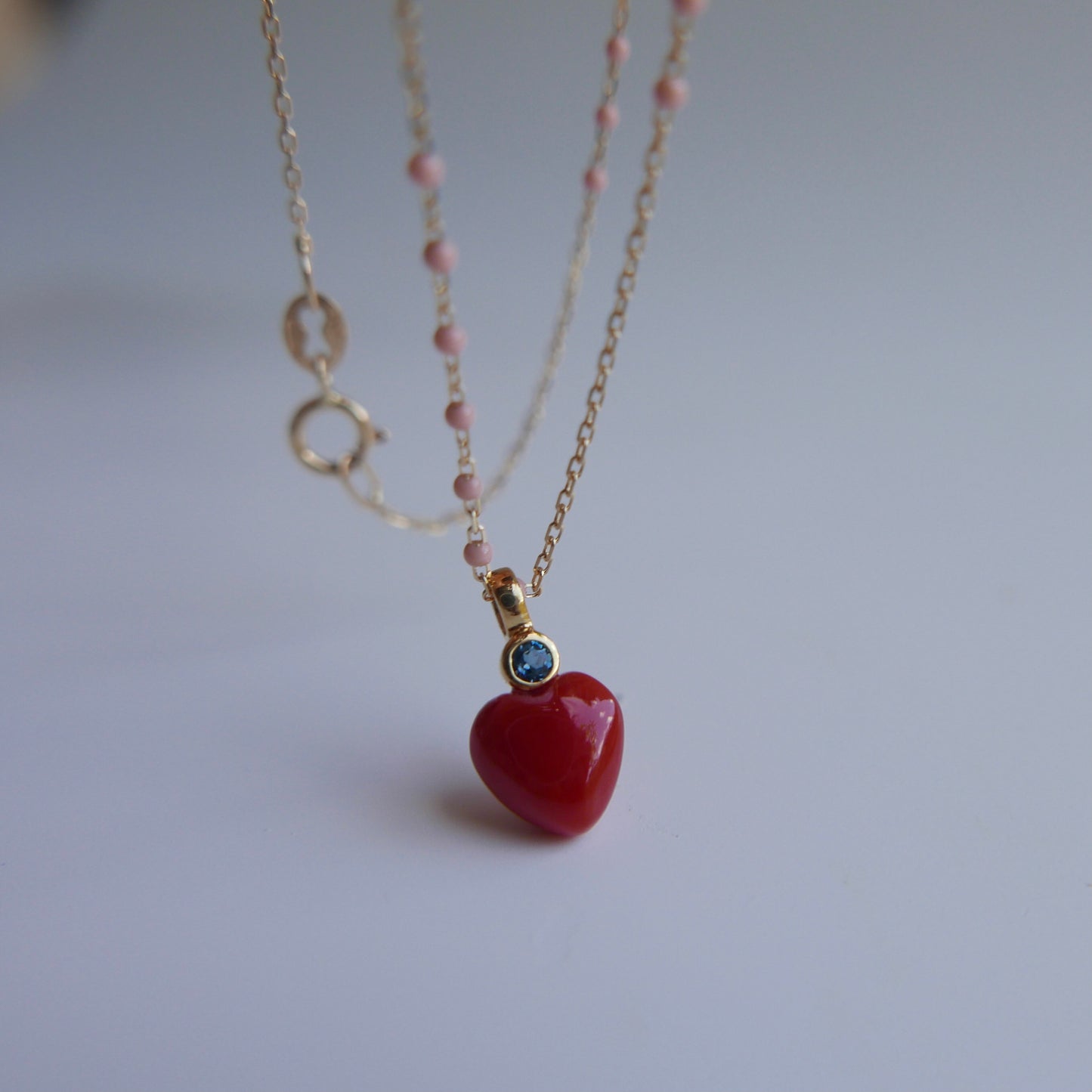 Red coral heart Necklace