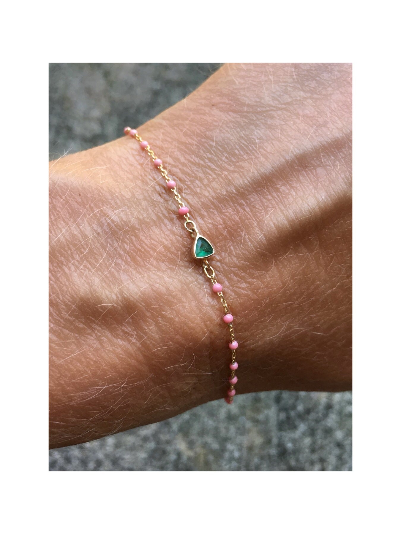 Emerald mini trillion bracelet