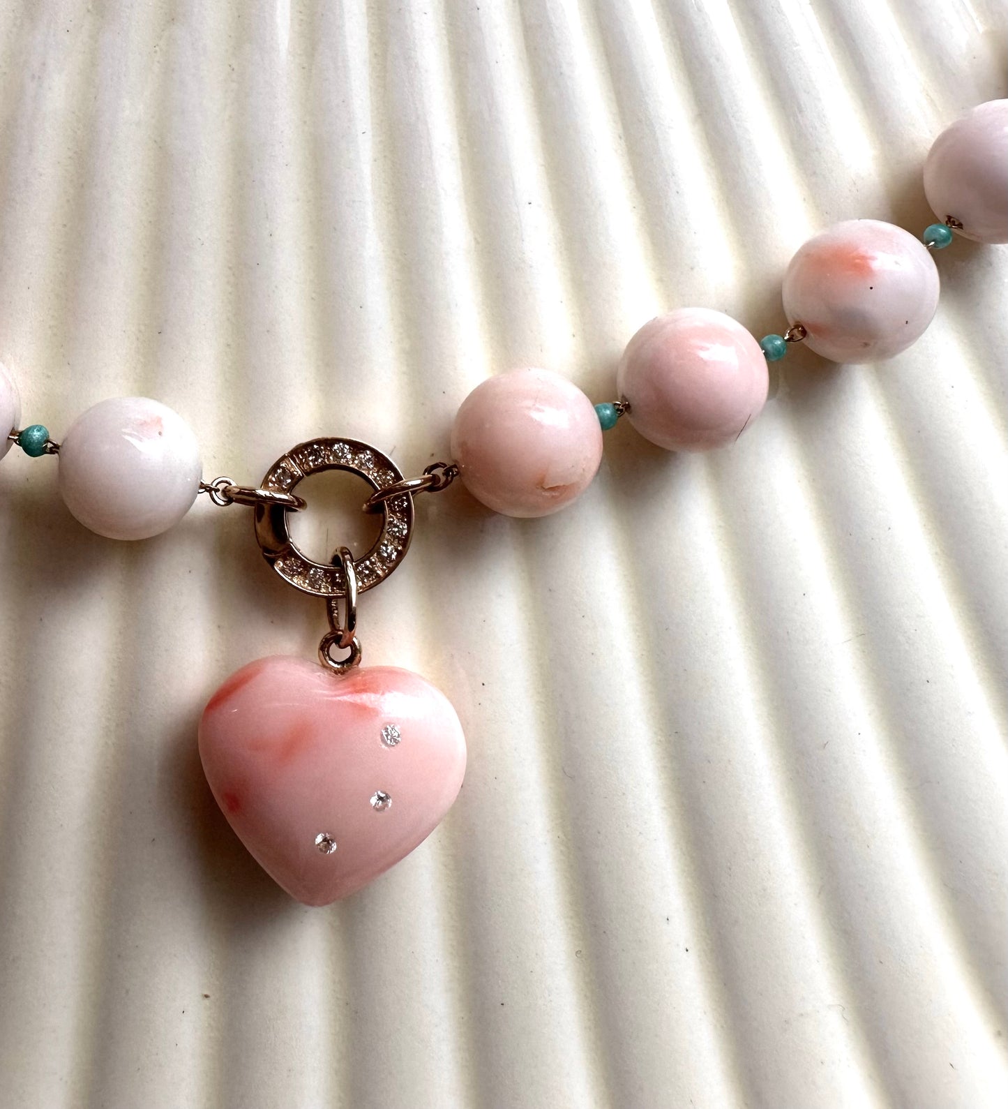 Deep sea coral heart bracelet