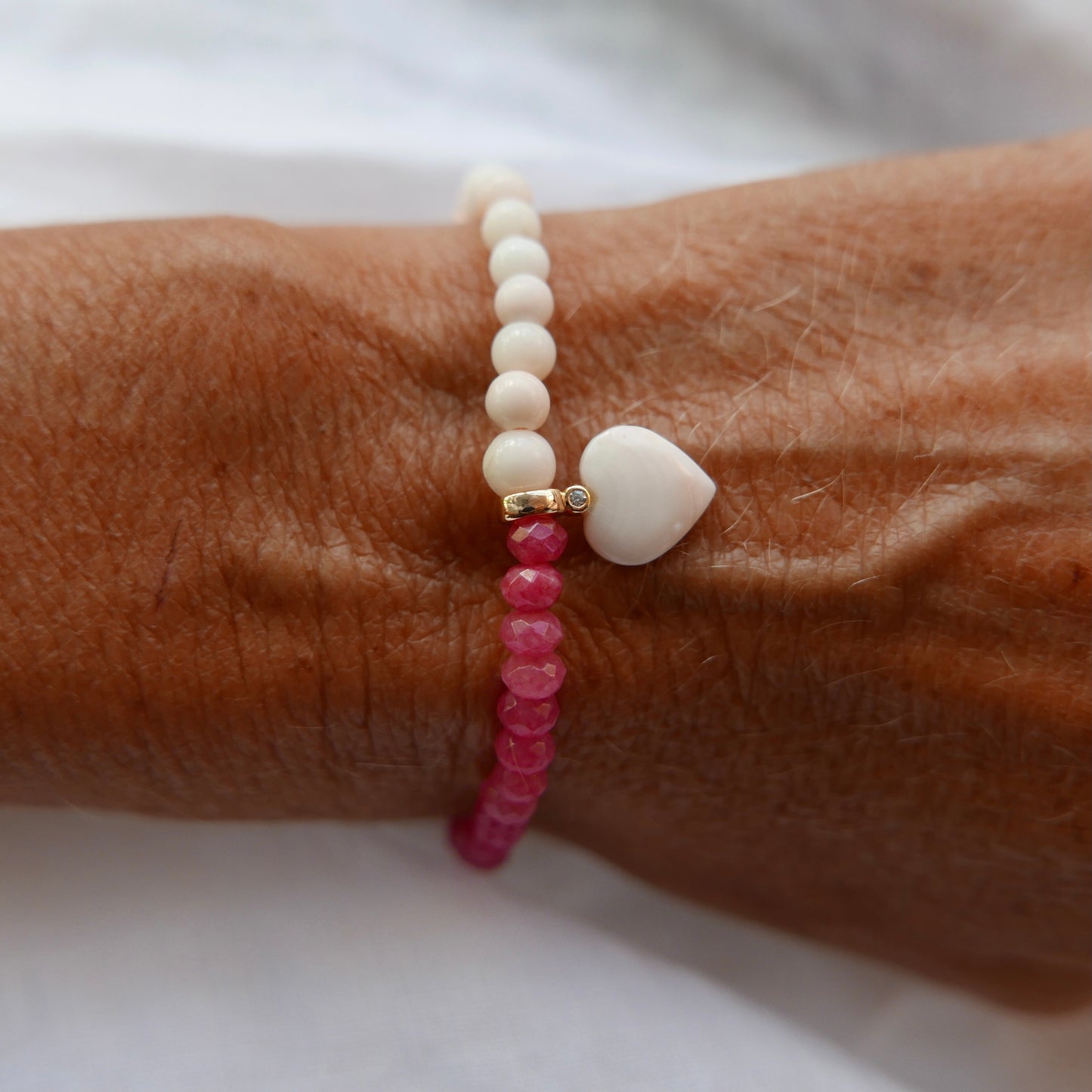 Coral and Ruby LOVE bracelet ( beaded)