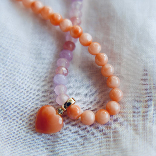 Sunset Coral LOVE Bracelet - beaded collection -