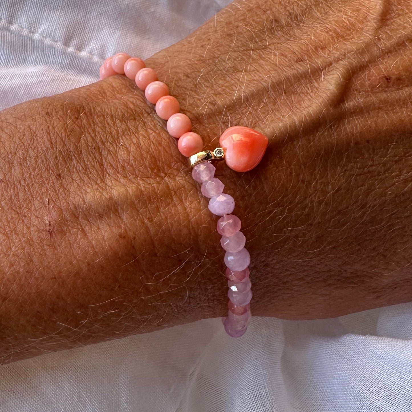 Sunset Coral LOVE Bracelet - beaded collection -