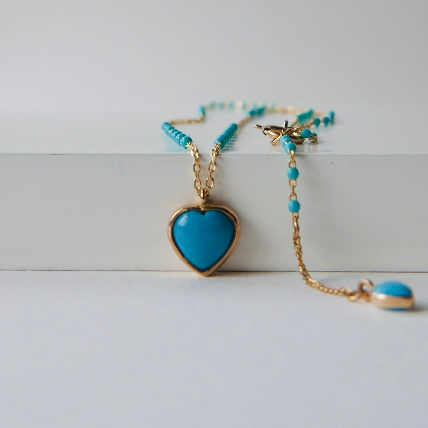 Turquoise sleeping beauty heart necklace