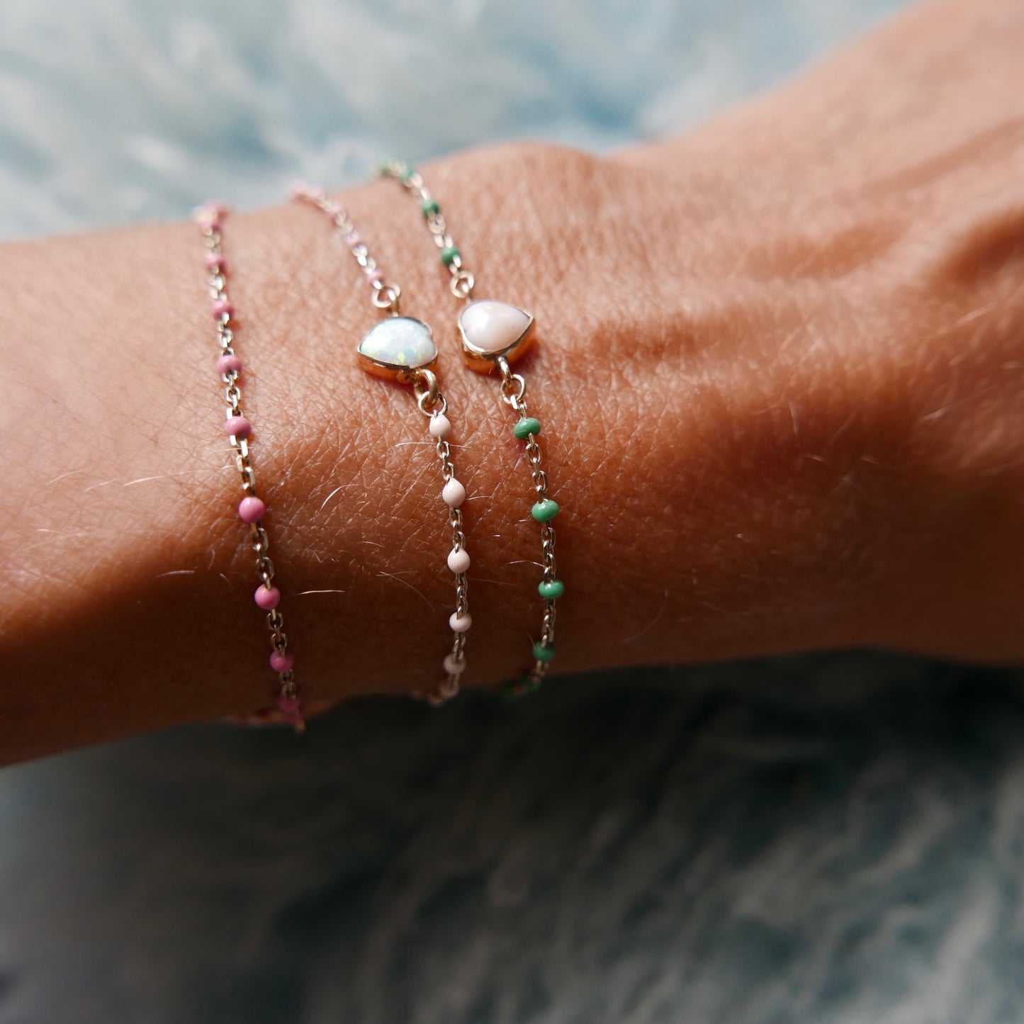 Opal heart bracelet