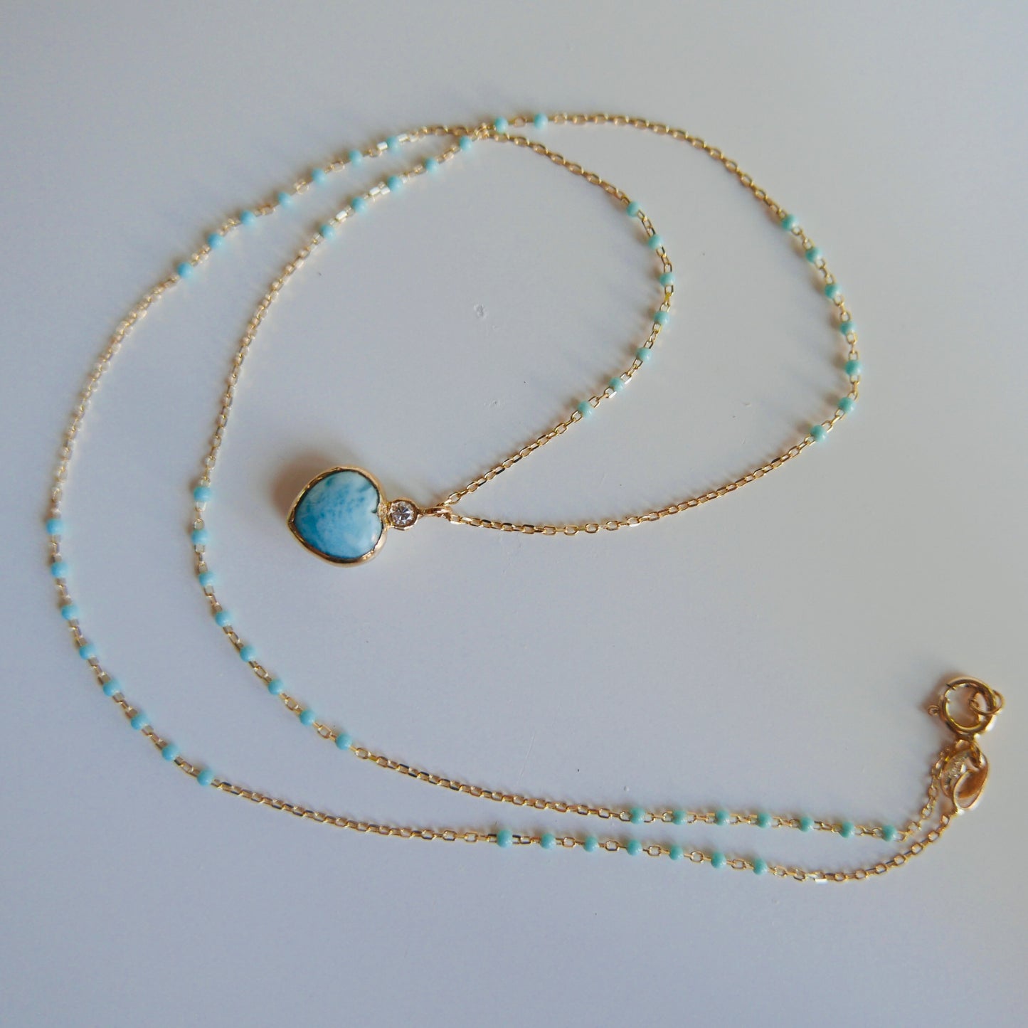 Larimar heart necklace (with diamond accent)