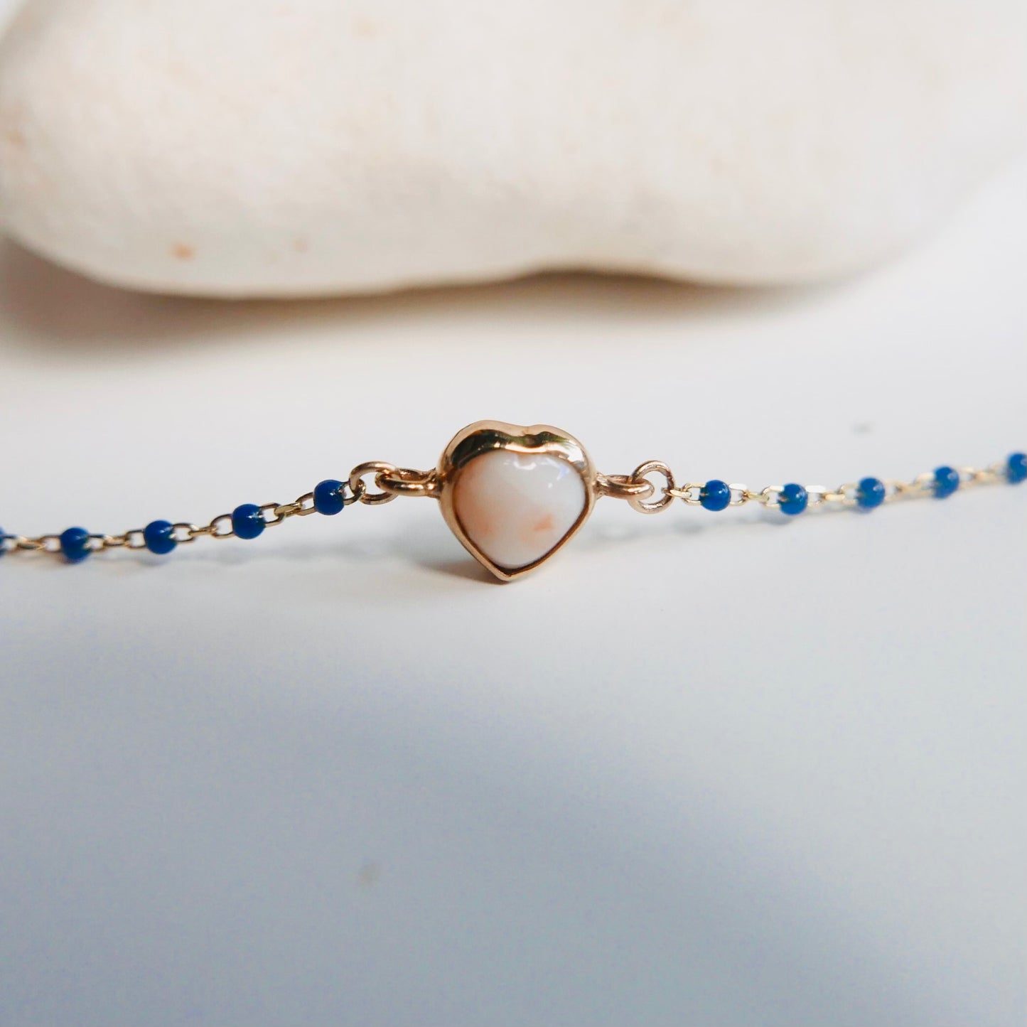 White coral Heart Bracelet ( Angel skin)