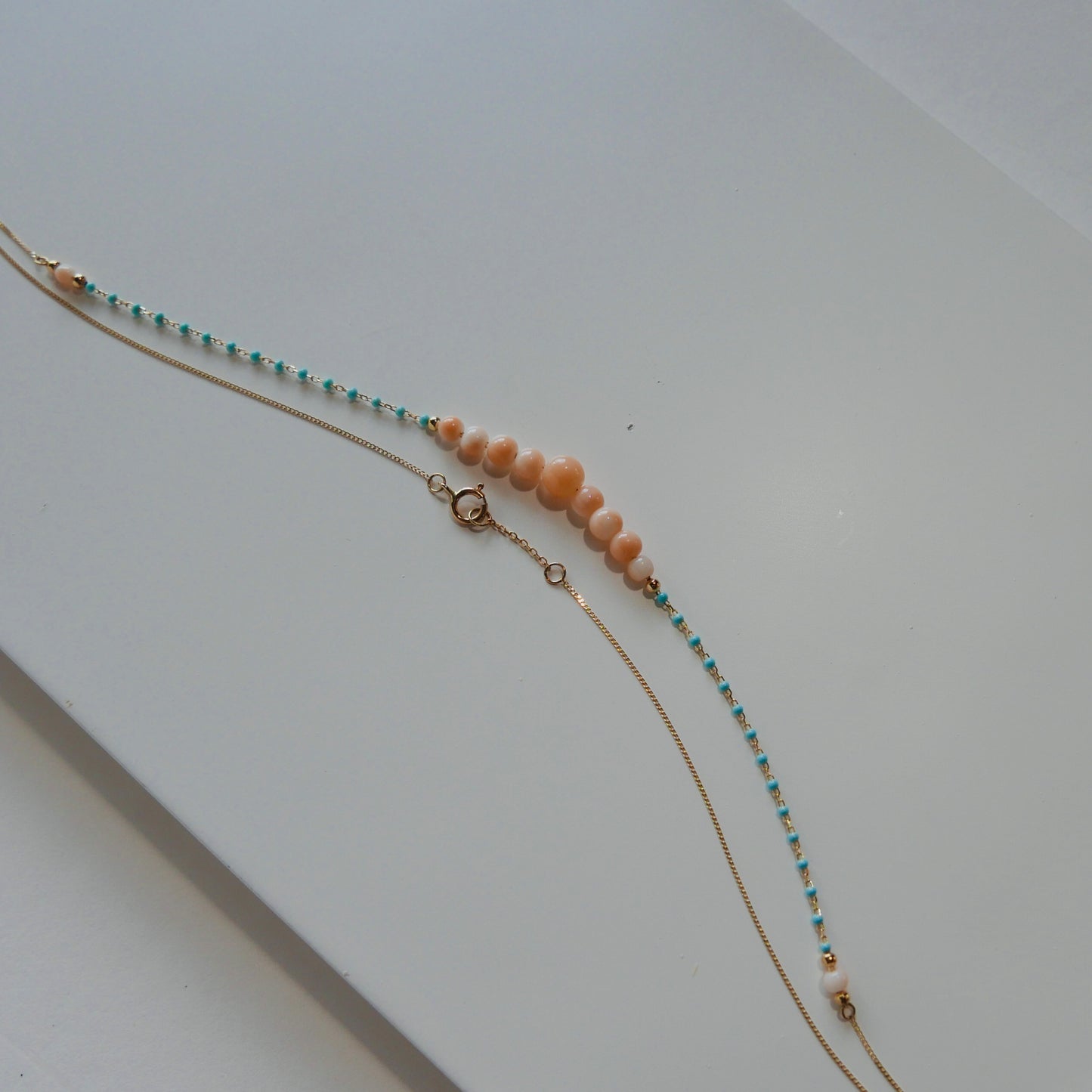 Waikiki Mermaid Necklace - Coral beads and enamel