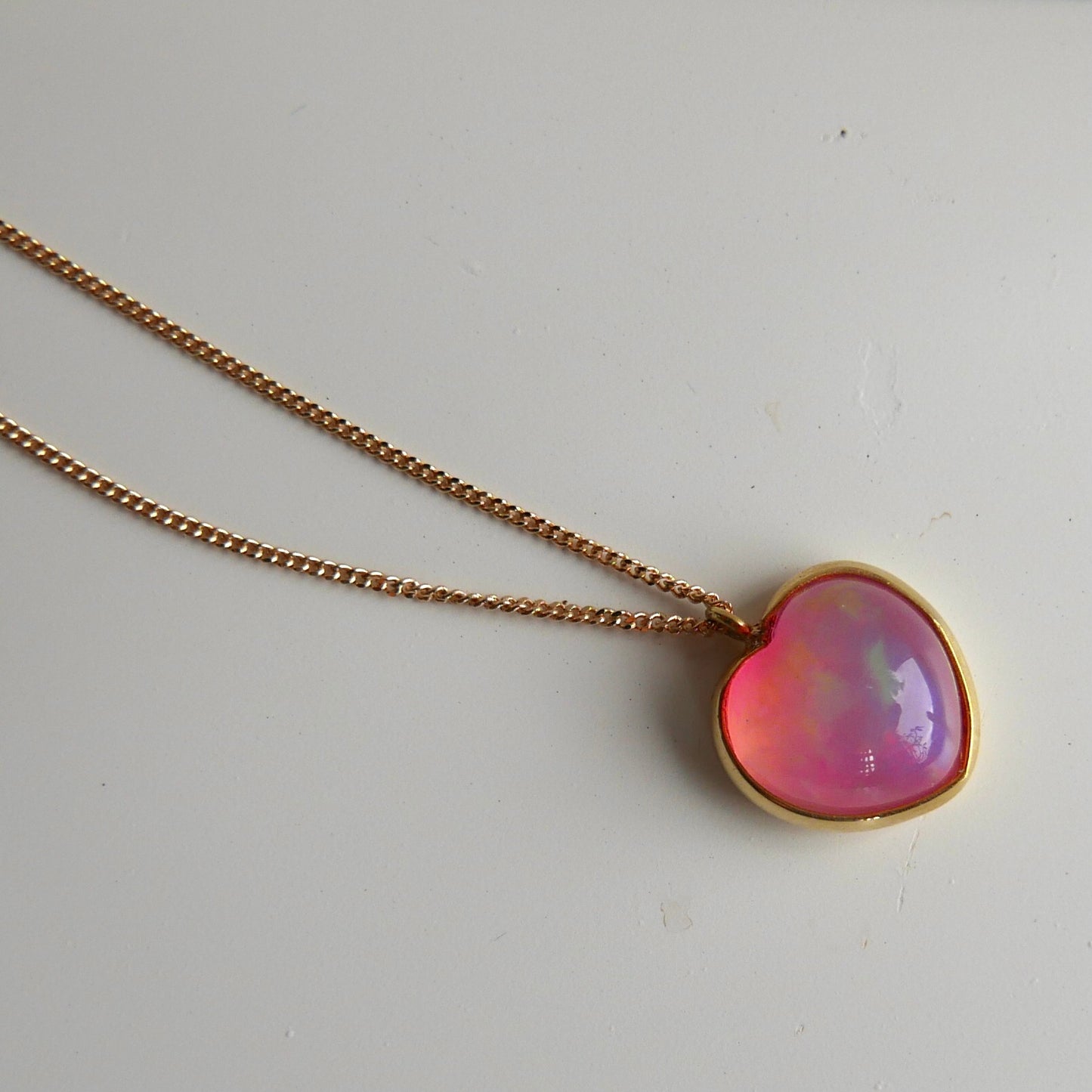 Pink Opal Heart Necklace