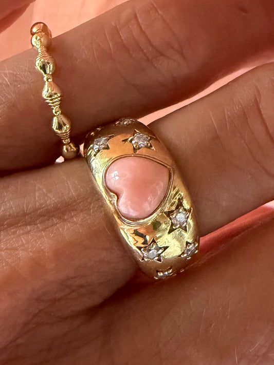 Hawaiian coral heart constellation ring