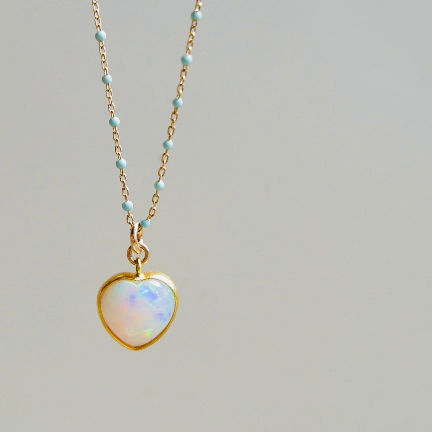 Fire Opal Necklace -Heart-