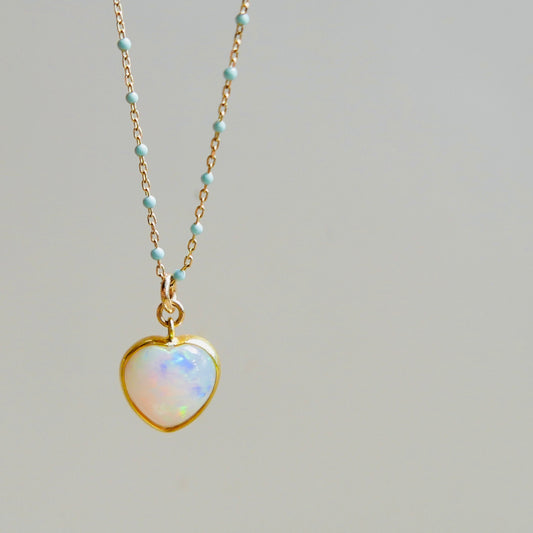 Fire Opal Necklace -Heart-