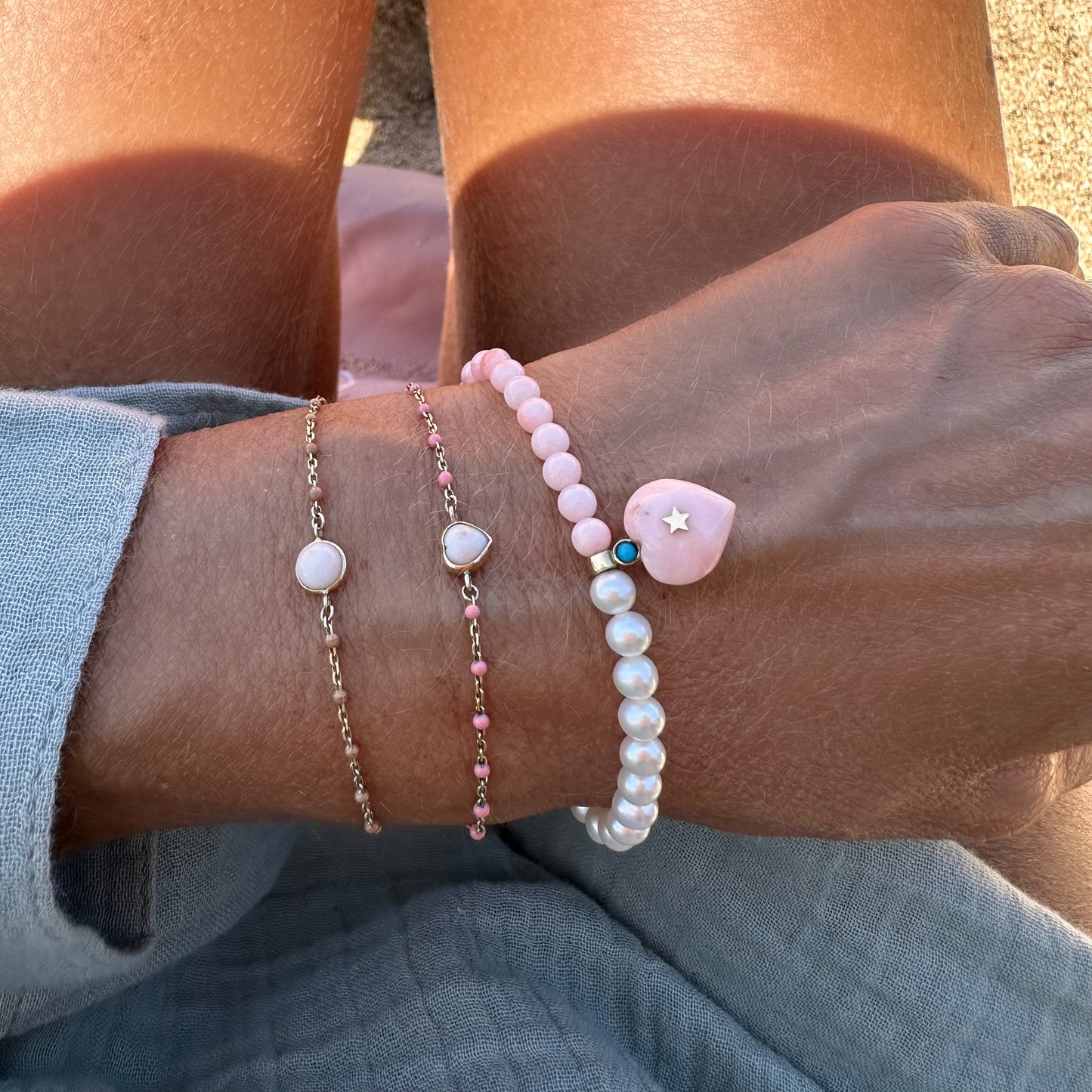 White coral Heart Bracelet ( Angel skin)