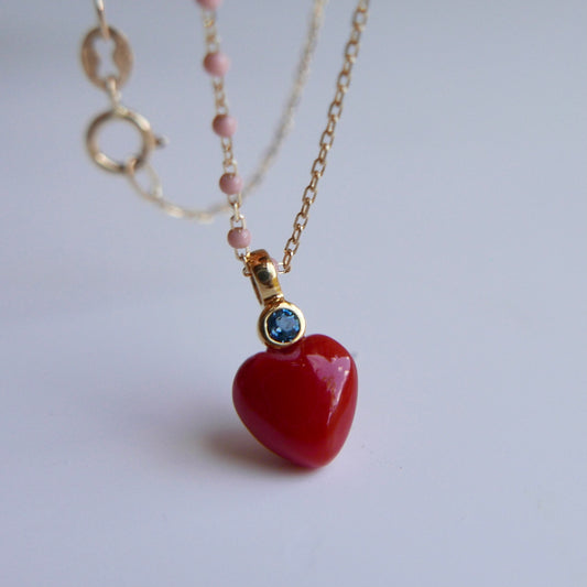 Red coral heart Necklace