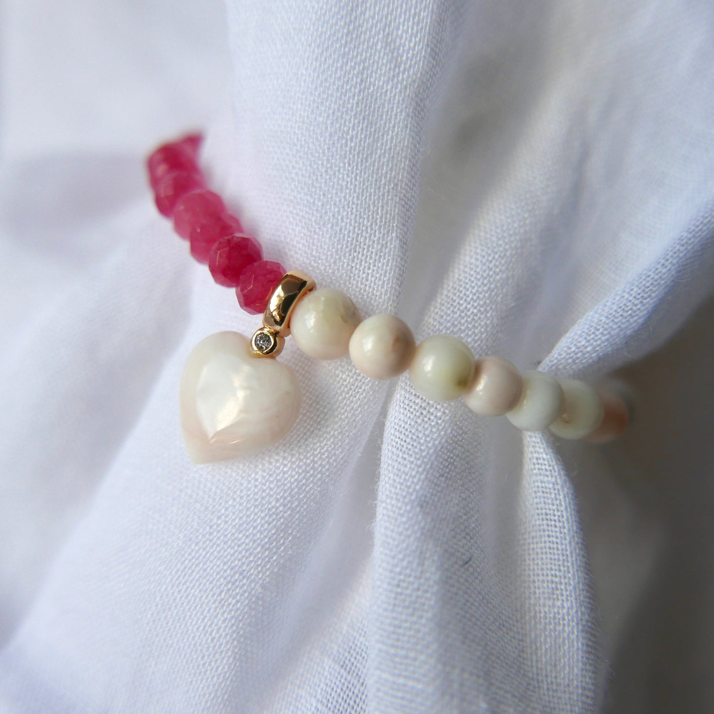 Coral and Ruby LOVE bracelet ( beaded)