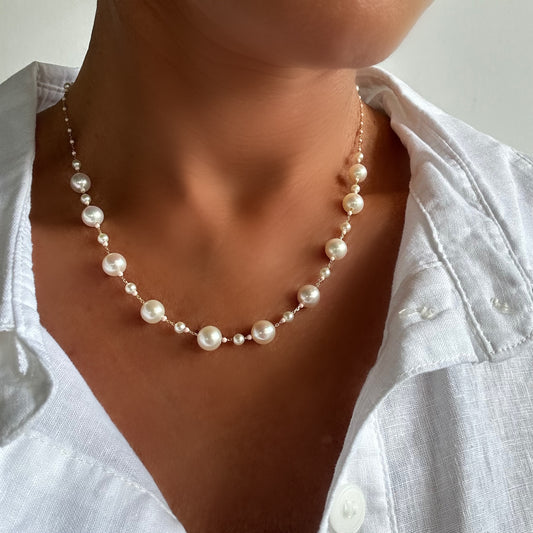 Infinity akoya half pearls necklace