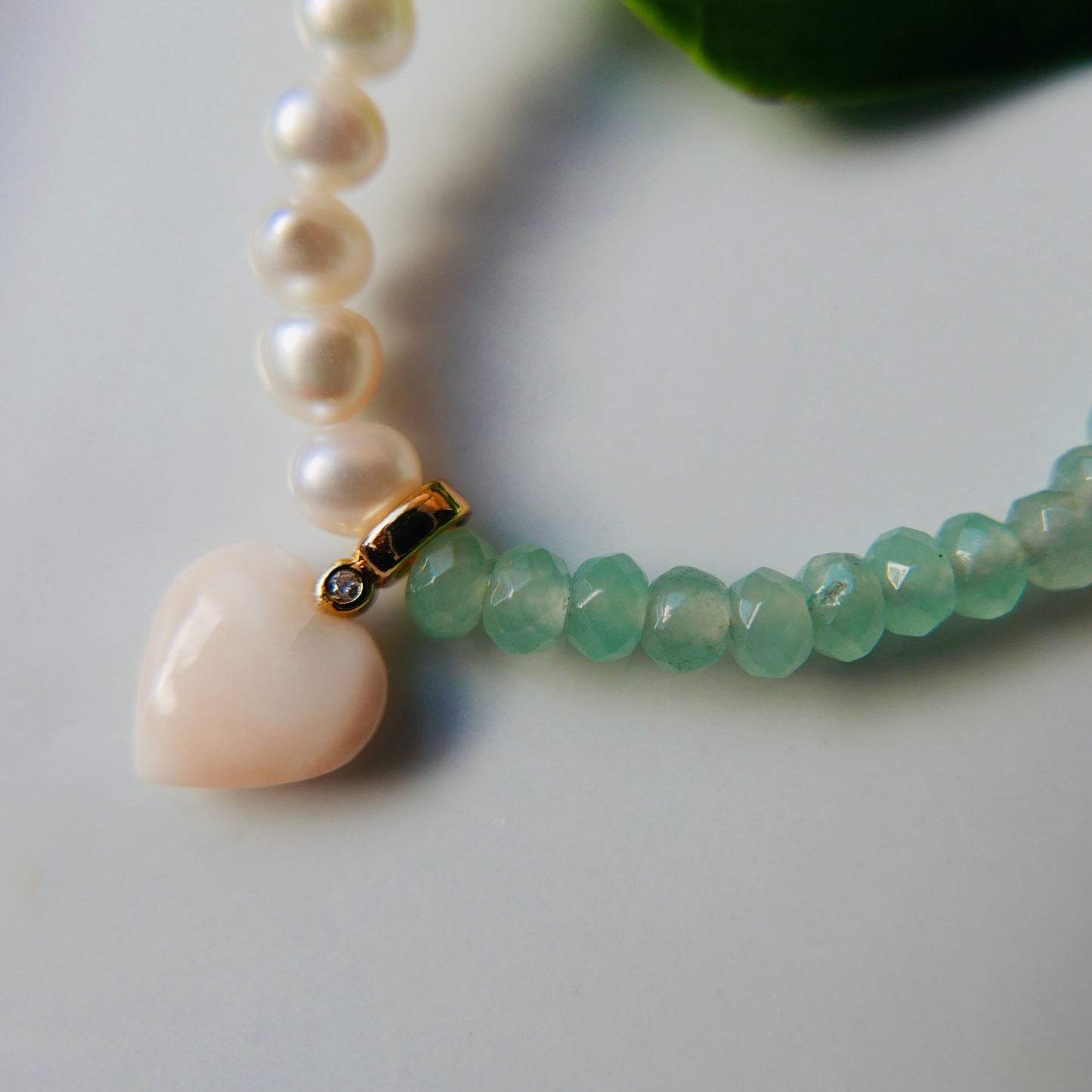 Coral & Jade Love bracelet ( Beaded)