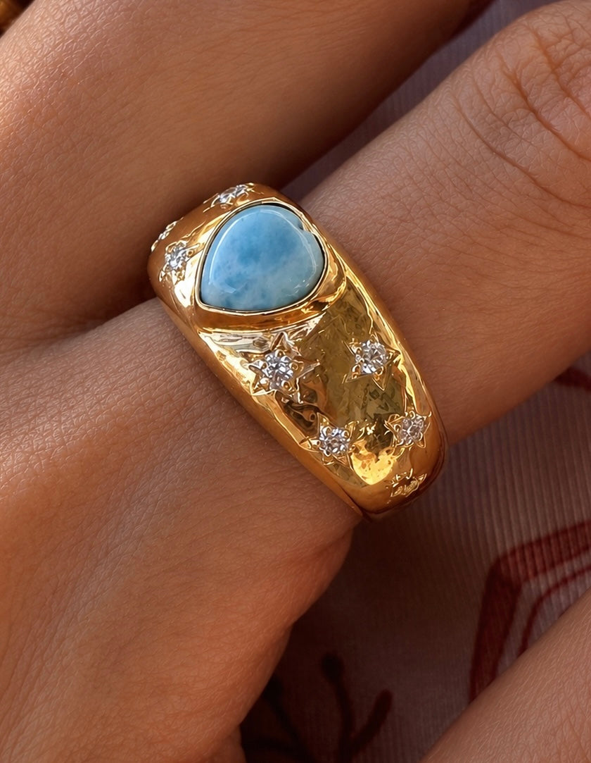 Larimar heart Constellation Ring
