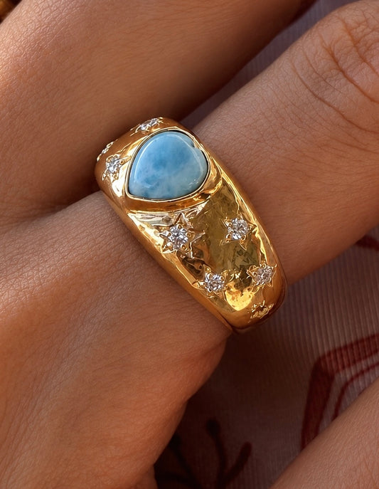 Larimar heart Constellation Ring