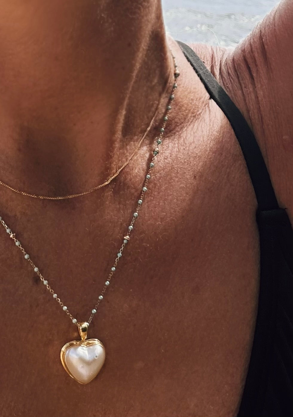Mabe  pearl  heart necklace