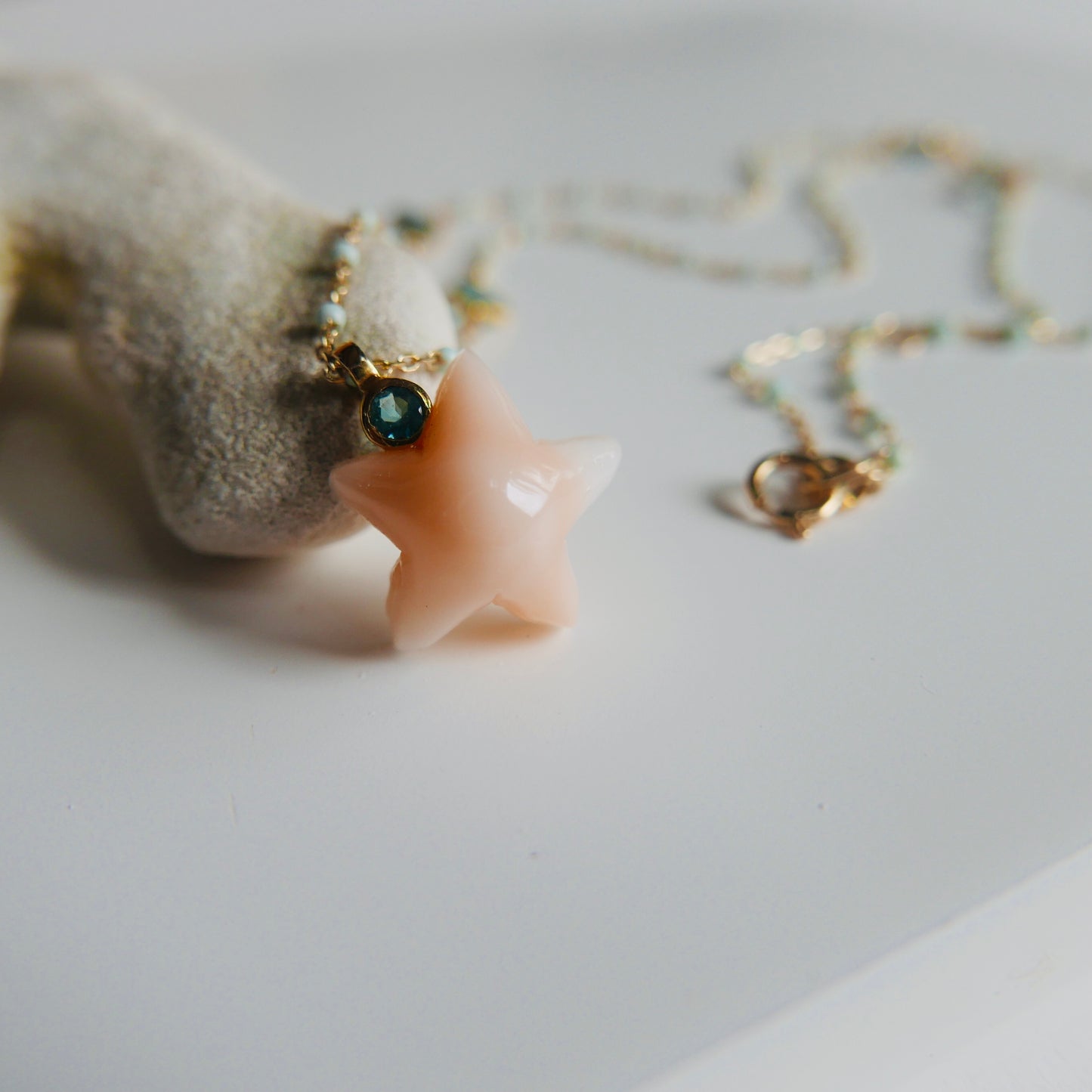 The mermaid necklace -starfish and blue tourmaline