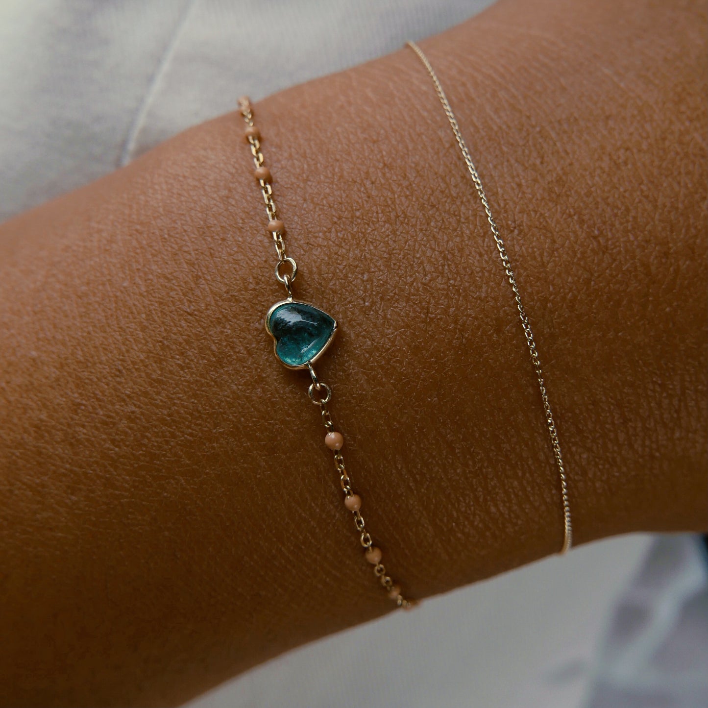 Smooth emerald  heart bracelet