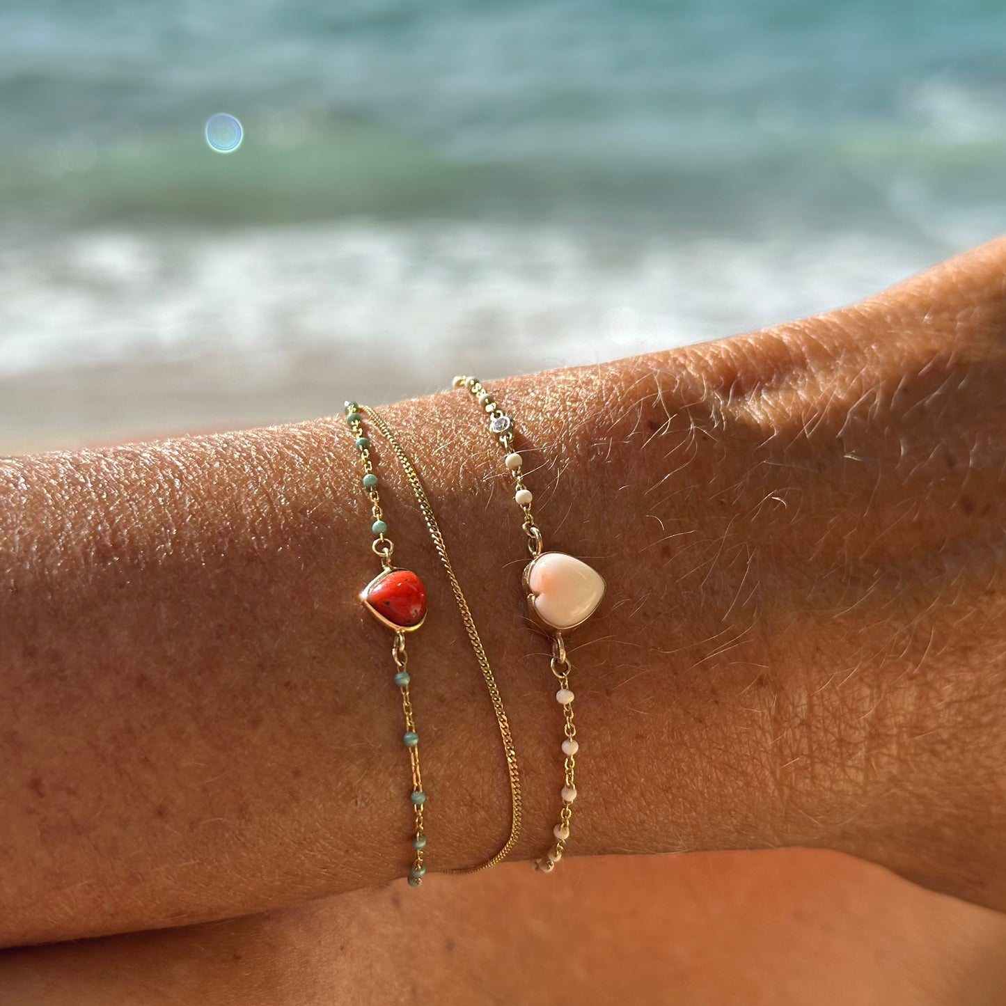 Red Coral Heart  Bracelet