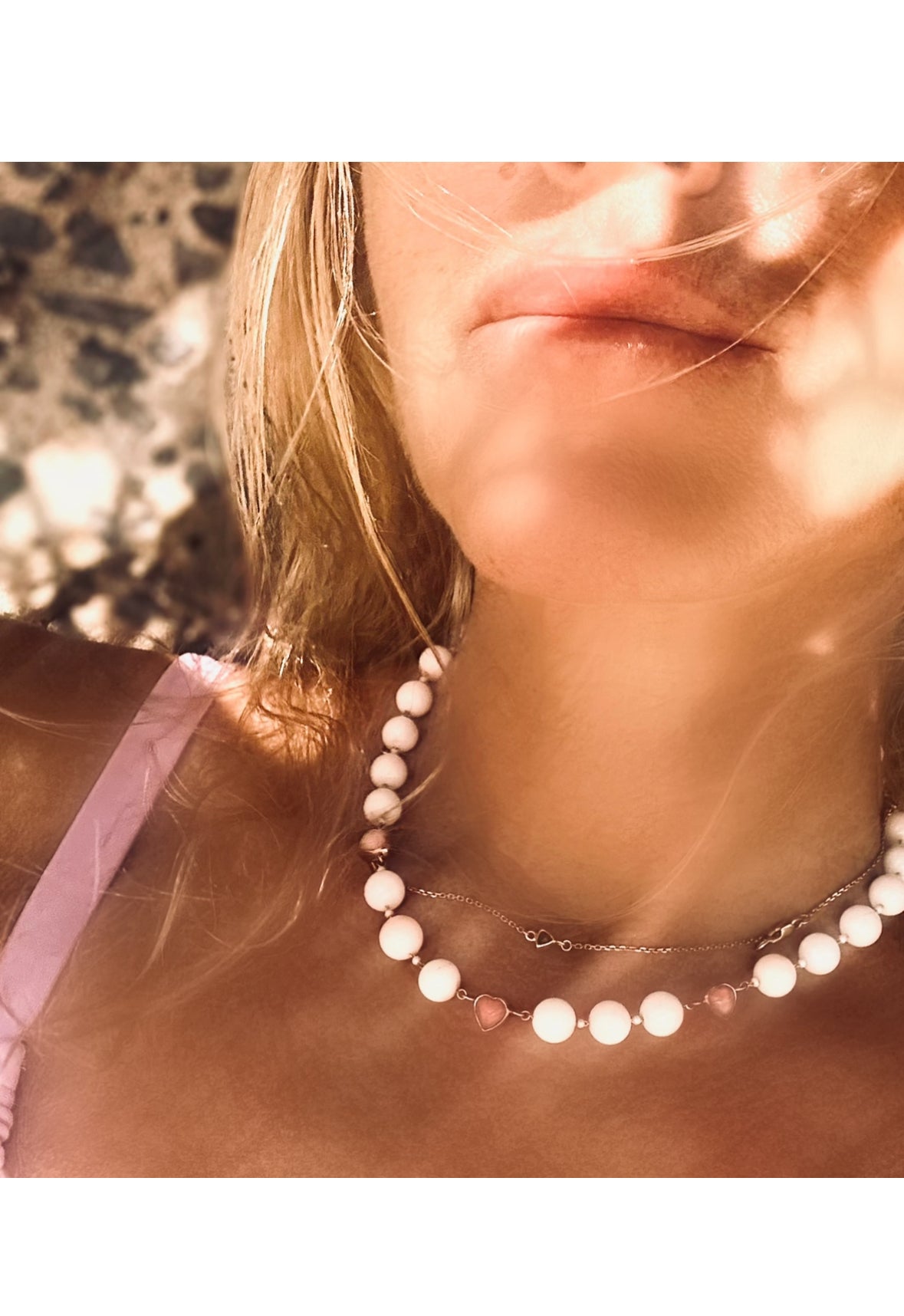 Fire pink opal hearts and angelskin coral necklace -NEW 2025