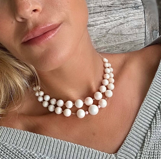 Coral graduated Necklace - Angel skin coral-