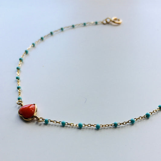 Red Coral Heart  Bracelet