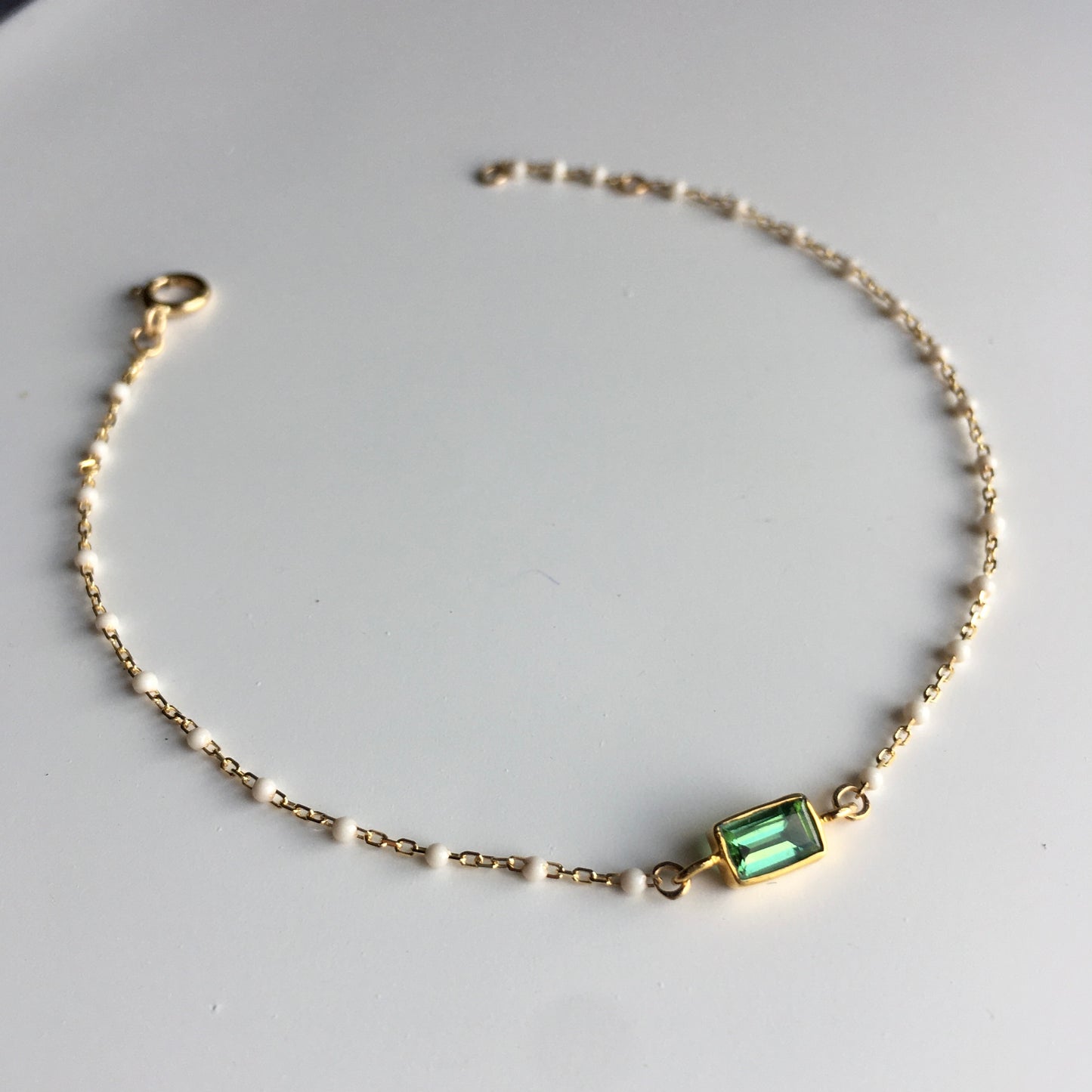 Peridot green baguette Bracelet